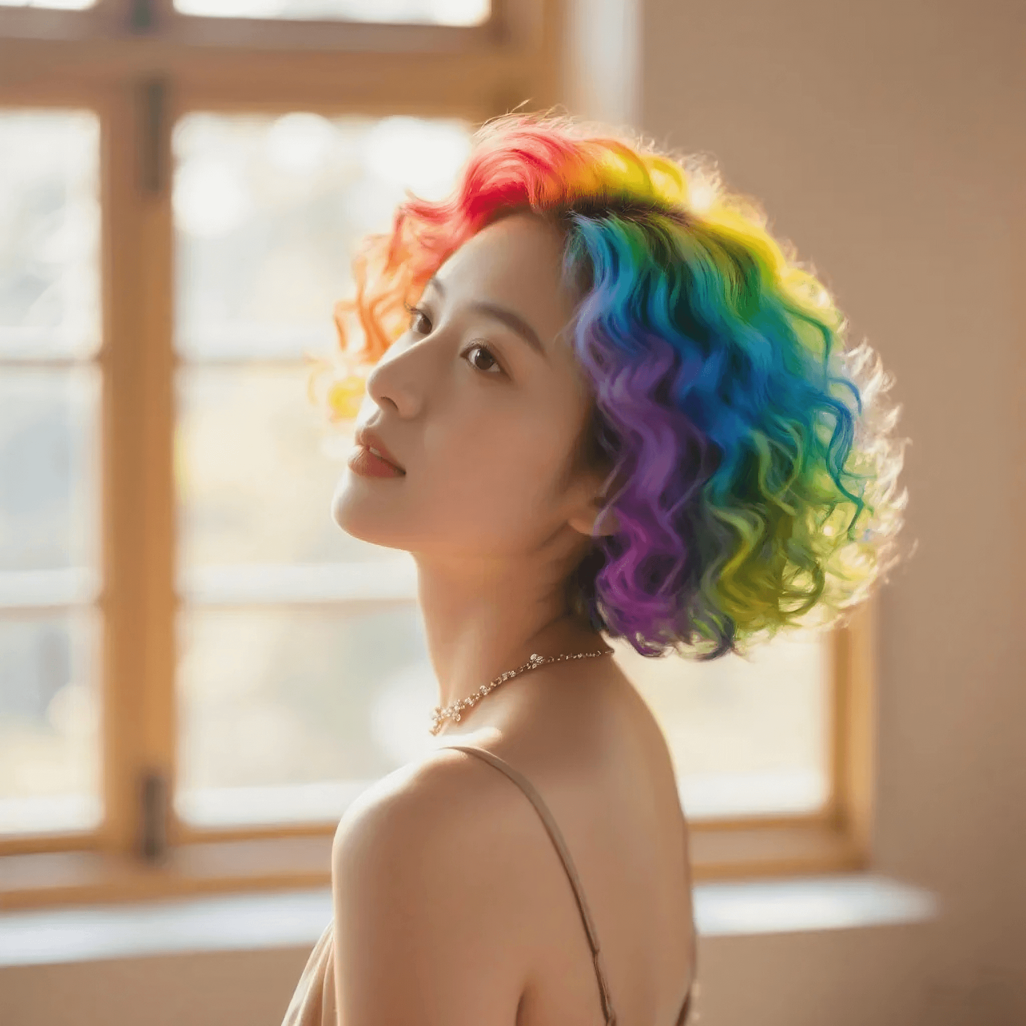 Edited - Curly rainbow short hair