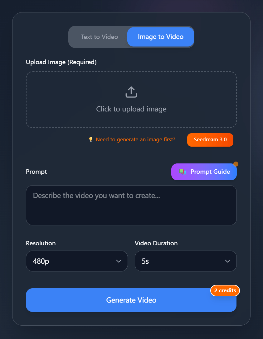 Choose Image to Video Mode