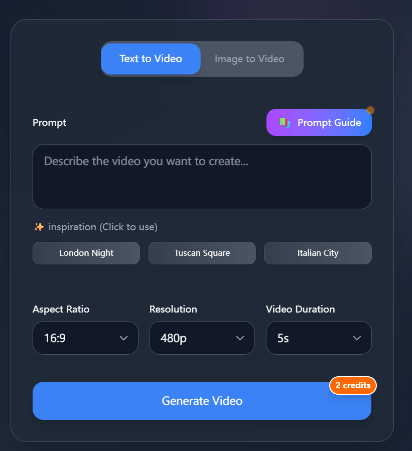 Choose Text to Video Mode